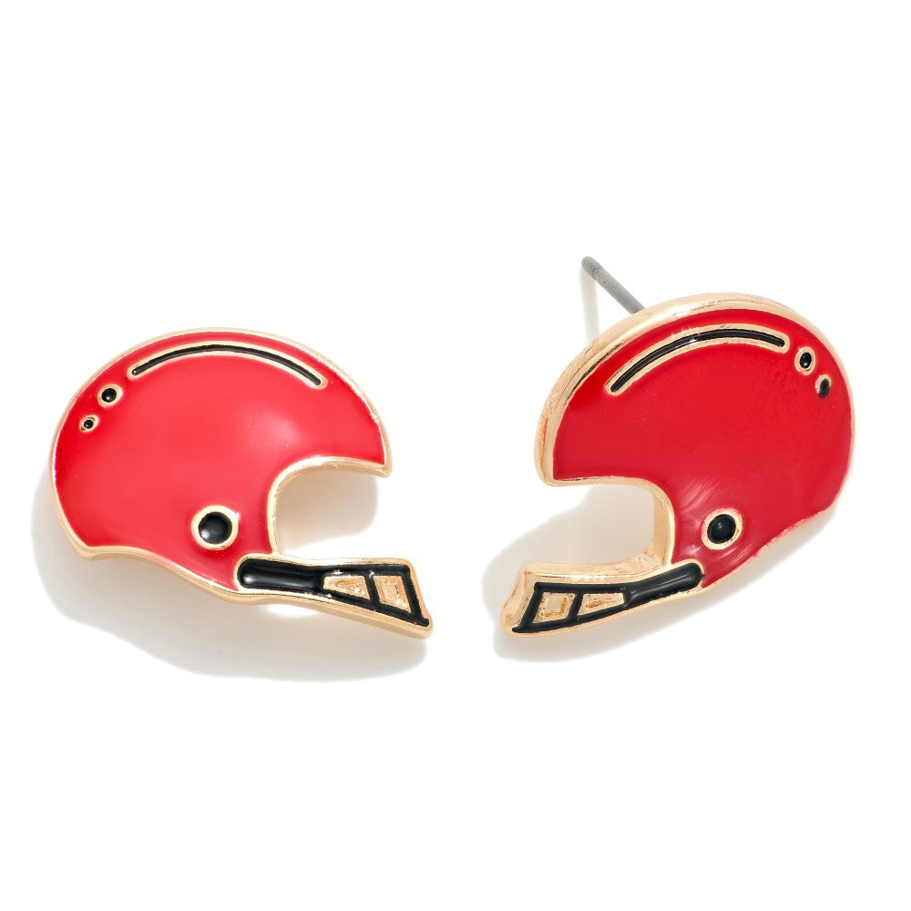 earrings motorcycle helmet Ball State Red & Black Helmet Stud Earrings