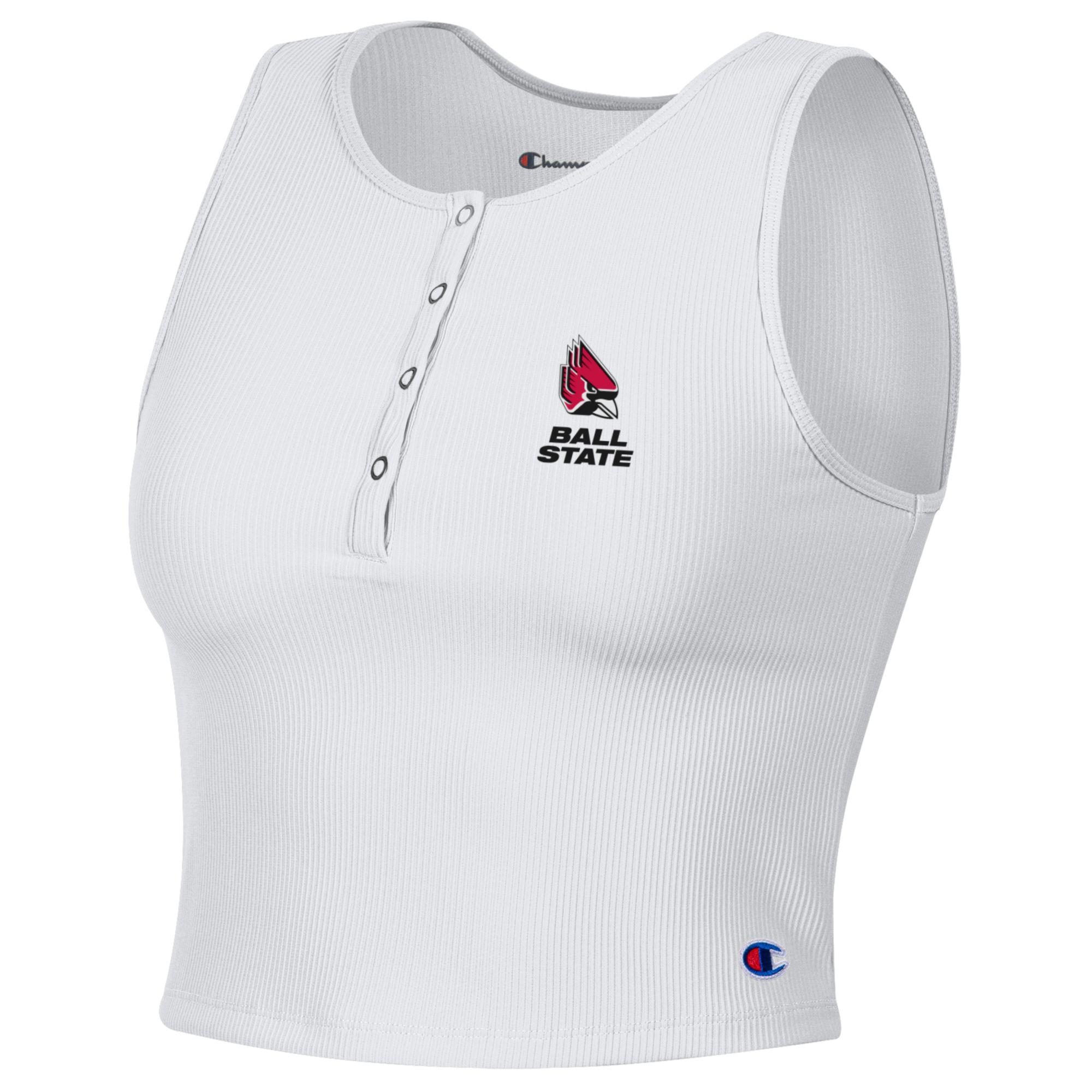 Ball State Tank Top Women's White Champion Crop - Main Image