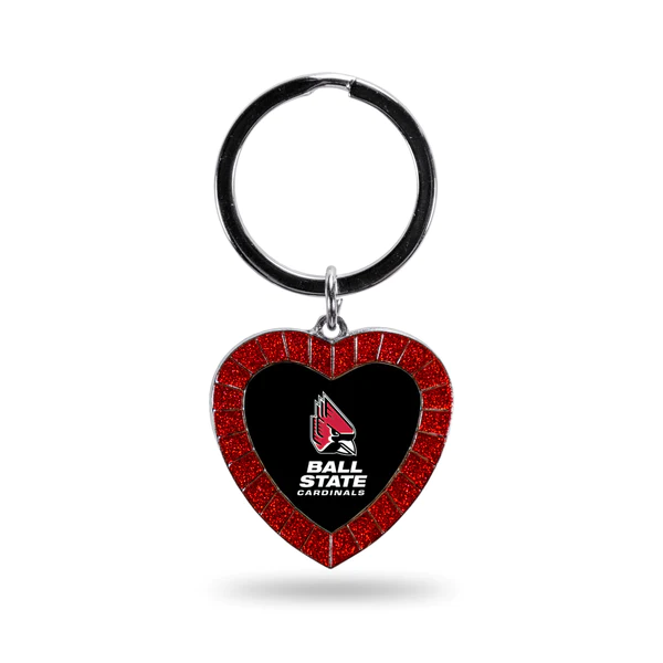 Allstate Keychains BSU Cardinals Rhinestone Heart-Shaped Keychain - Red/Black – Ball State ...